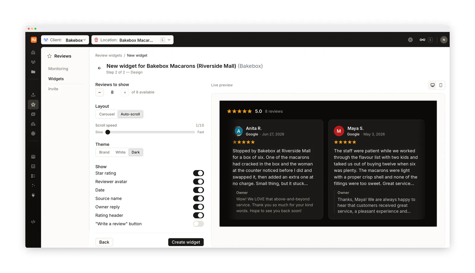 review widget