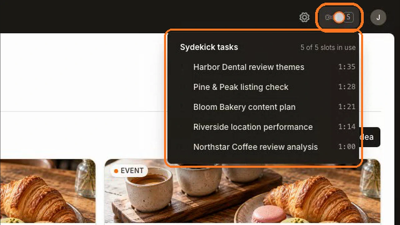 Product view moving from a Sydekick task to Social and back to the same task conversation